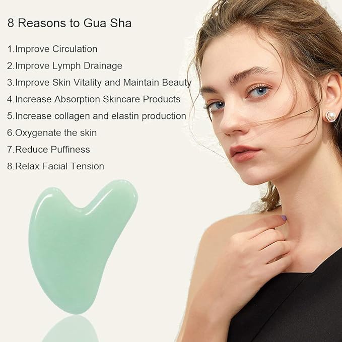 Ditind Gua Sha, Jade Stone Gua Sha Massage Tool, Guasha Tool for Face and Body Skin Massage. Gua Sha Set for Toxins Prevents Wrinkles for SPA Acupuncture, Therapy Trigger Point Treatment.