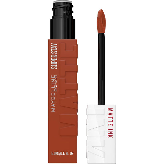 Maybelline Super Stay Matte Ink Liquid Lipstick Makeup, Long Lasting High Impact Color, Up to 16H Wear, Entertainer (Midtone Rusty Brown)