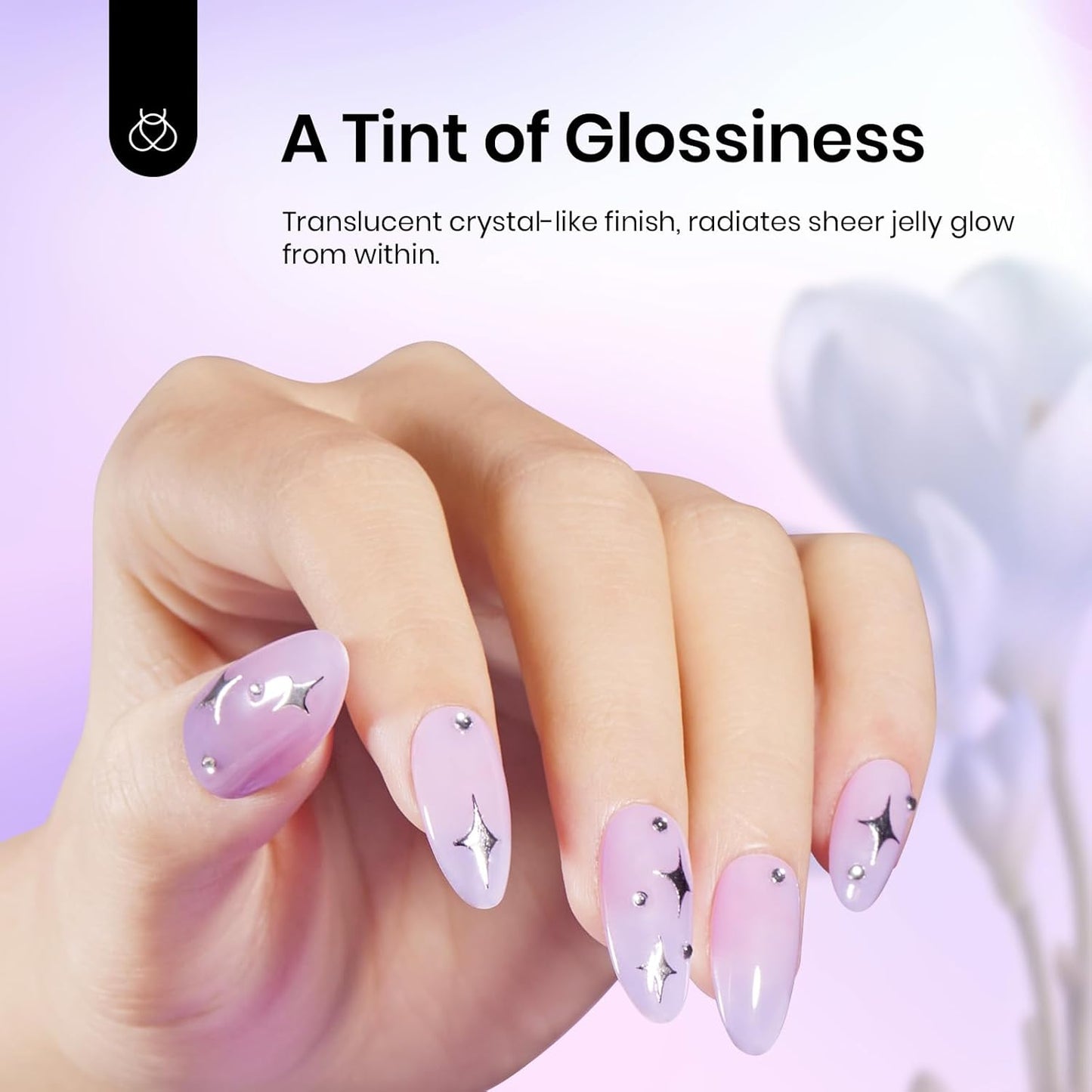 Beetles Purple Gel Nail Polish, 15ML Pastel Purple Jelly Gel Polish Translucent Effect Nail Concealer High Gloss Soak Off UV Sheer Lavender Spring Summer Manicure Gift for Women