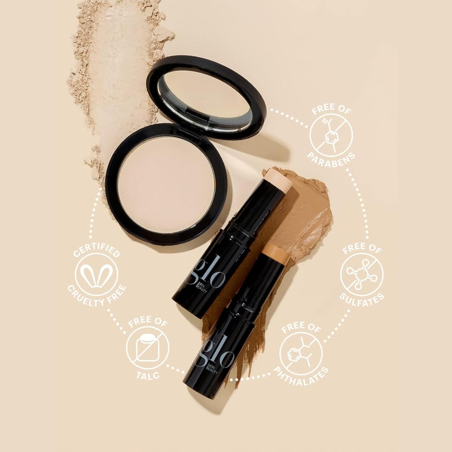 Glo Skin Beauty Pressed Base Powder Foundation Makeup (Beige Dark) - Flawless Coverage for a Radiant Natural, Second-Skin Finish