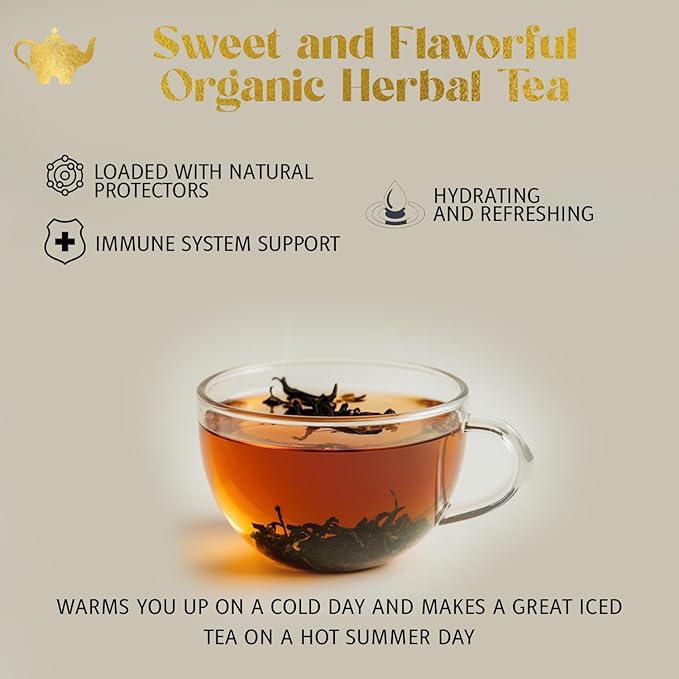 Blueberry Bliss Tea, Organic Loose Leaf Herbal Tea – Real Fruit, Summer Juice, Caffeine-Free, Refreshing Sweet Iced Drink – 4 oz Resealable Bag (Makes 50 Cups)