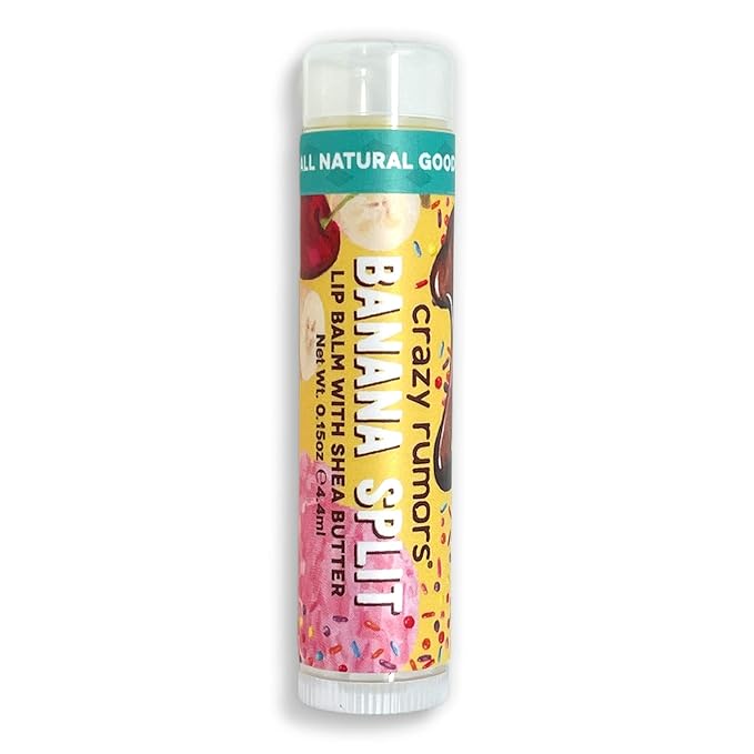 Crazy Rumors Banana Split Lip Balm. 100% Natural, Vegan, Plant-Based, Made in USA (1-Pack)