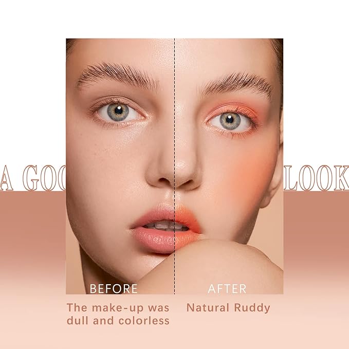 Blush Stick for Cheeks Makeup,Waterproof Cream Blush Face Stick Multi-Use Lip and Cheek Tint,Matte Finish Lightweight Easy to Blend Natural Cream Blusher Makeup for All Skin Tones-Orange