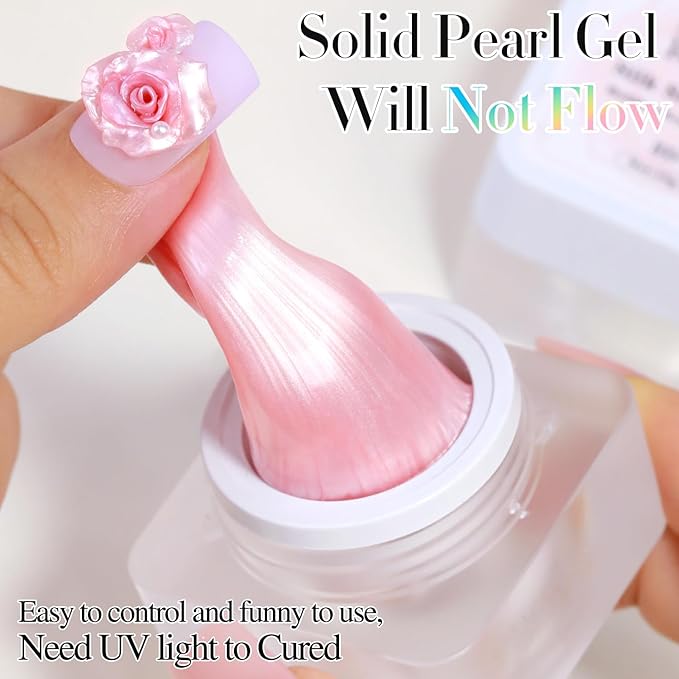Double Rhythm 3D Nail Gel Pearl Solid Sculpting Gel for Nail Art Non-Sticky Hard Gel for Building Carving Molding Nail Extension Soak Off UV/LED Nail Art Salon Home DIY 0.5 Oz (Orange Pink-Silk 06)