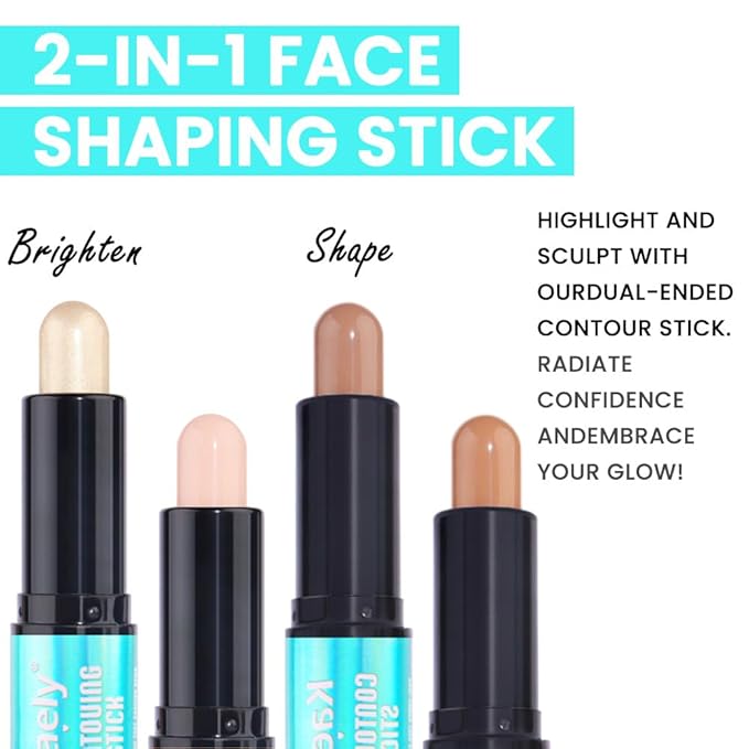 evpct 2in1 Face Shaping & Contouring Stick Cream Contour Concealer Bronzer Stick Makeup Kit for Face Highlighter Makeup Stick contorno maquillaje de maquillaje, NEW Universal Light + ORIGINAL Medium
