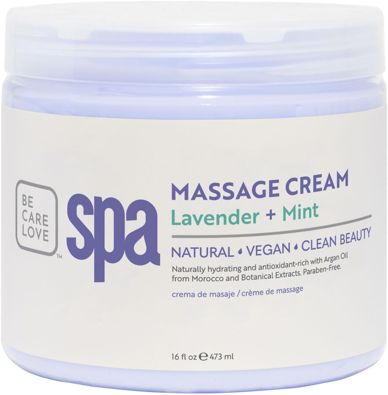 BCL SPA Massage Cream - Body Lotion & Body Cream with Organic Lavender + Mint, Shea Butter, Kelp, Arnica, Aloe Vera, Argan and Jojoba Oils - Calm, Moisturize and Soothe skin. Home/Pro Use 16 fl oz