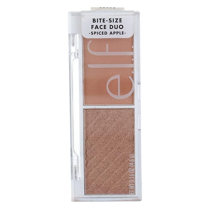 e.l.f. Cosmetics Bite-Size Face Duo, Highlighter, Bronzer & Blush Palette, Highly Pigmented, Spiced Apple, 0.049 Oz (1.4g), 0.049 ounces