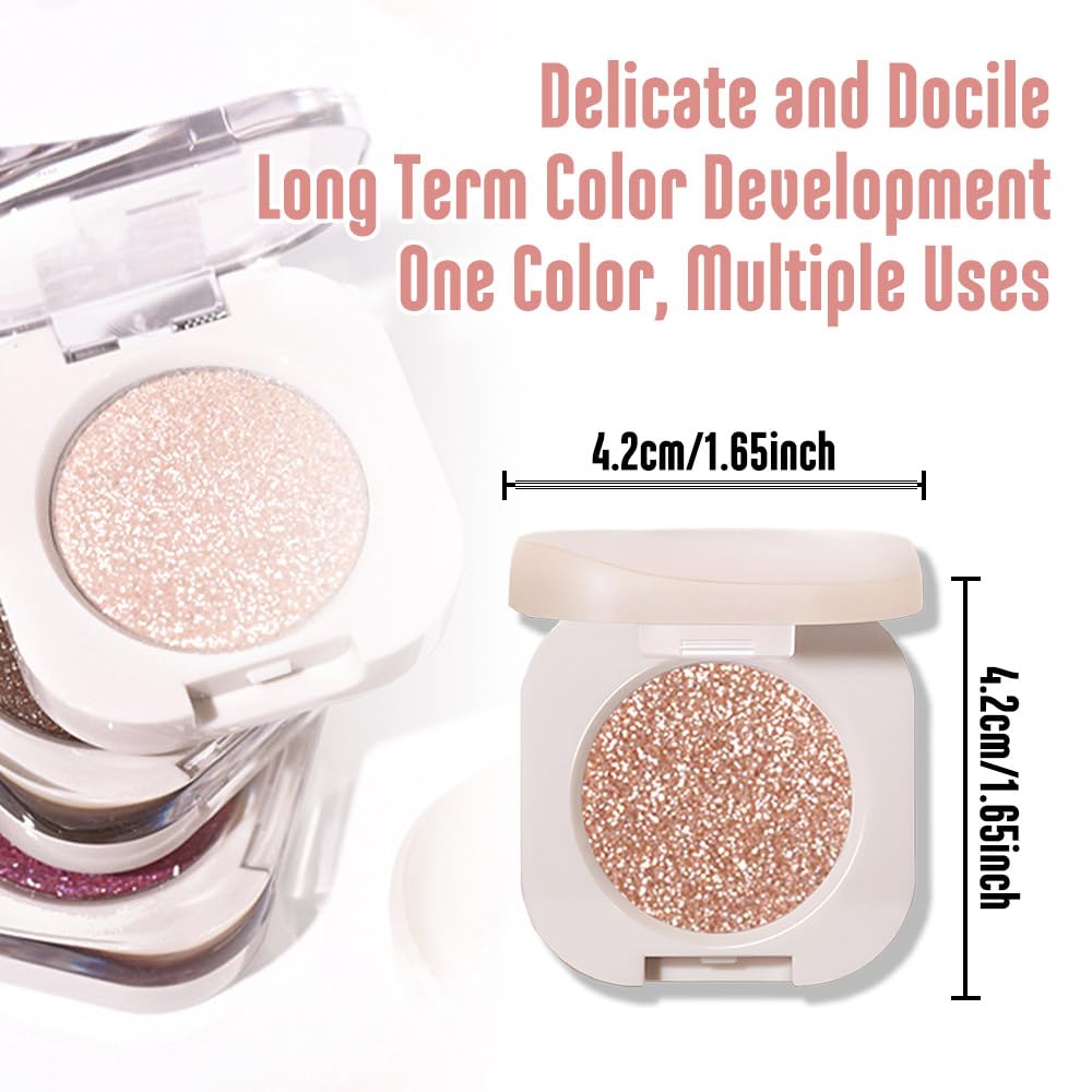 Single Nude Rose Gold Shimmer Eyeshadow,Monochrome Eye Shadow,Apply Make Up Easily,Glitter Single Eyeshadows 24 Hour Eye Makeup Longwear Waterproof