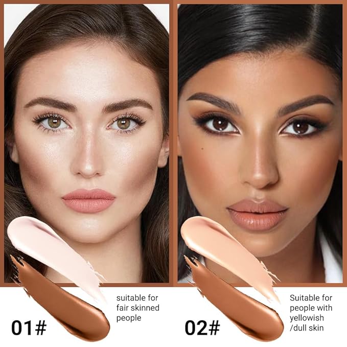 evpct 4 Color Contour Stick Makeup Set Concealer Bronzer Stick Cream Contour Palette Contour Contouring Makeup Kit for Beginner Face Highlighter Makeup Stick Liquid Contour contorno maquillaje 01+02