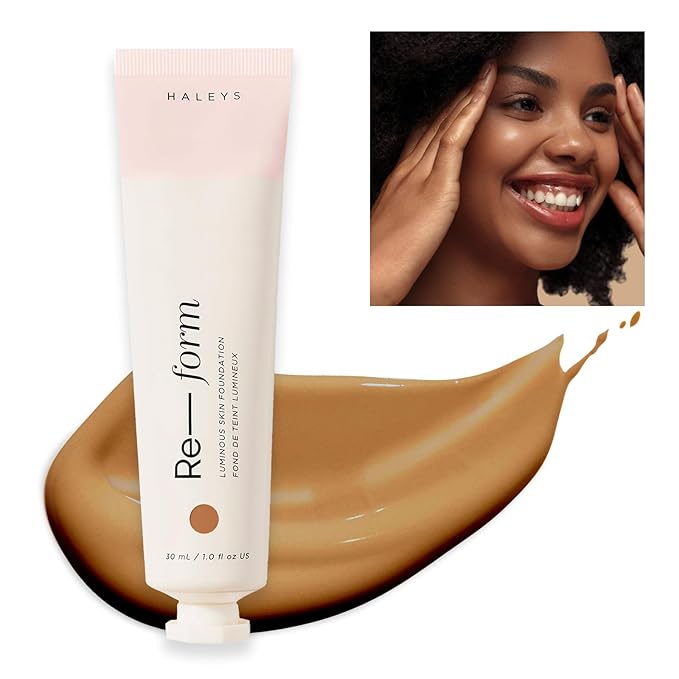HALEYS Re-form Luminous Skin Foundation, VEGAN + CRUELTY-FREE, Blurs, Conceals, Blendable, Buildable Med-to-Full Coverage, Weightless, Oil-free, All-Day Wear, Hyaluronic Acid, All skin types (7.0)