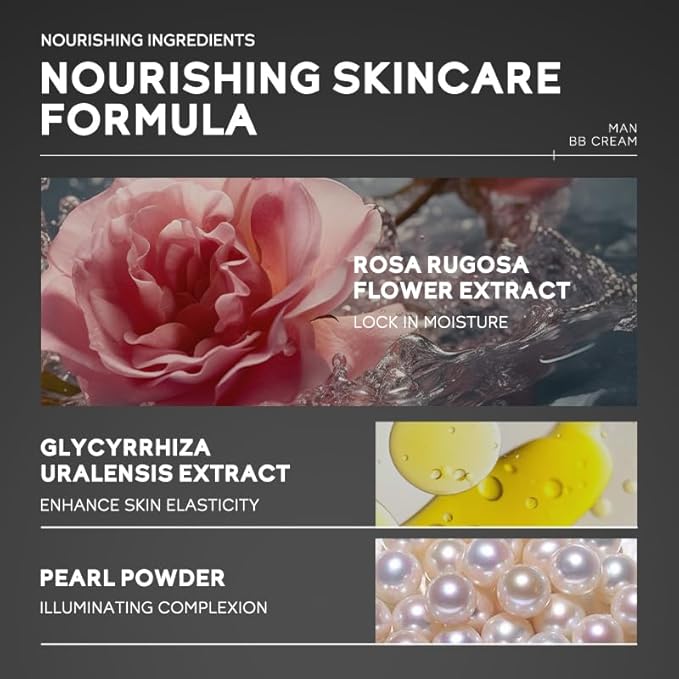 AKARY Hydrating Men BB Cream SPF 15 PA++, Full-Coverage Foundation&Concealer, Mens Face Moisturizer Cream Evens Skin Tone, Oil Control and Cover Flaws, Natural Finish for All Skin Types, Tan 320