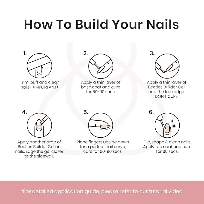 Beetles Builder Gel for Nails, 7 in 1 Nude Brown Colored Strengthener Gel in a Bottle for Nail Extension Nail Apex Building UV LED Lamp Cured DIY at Home Beauty Gift Sets for Women,Base Coat Need