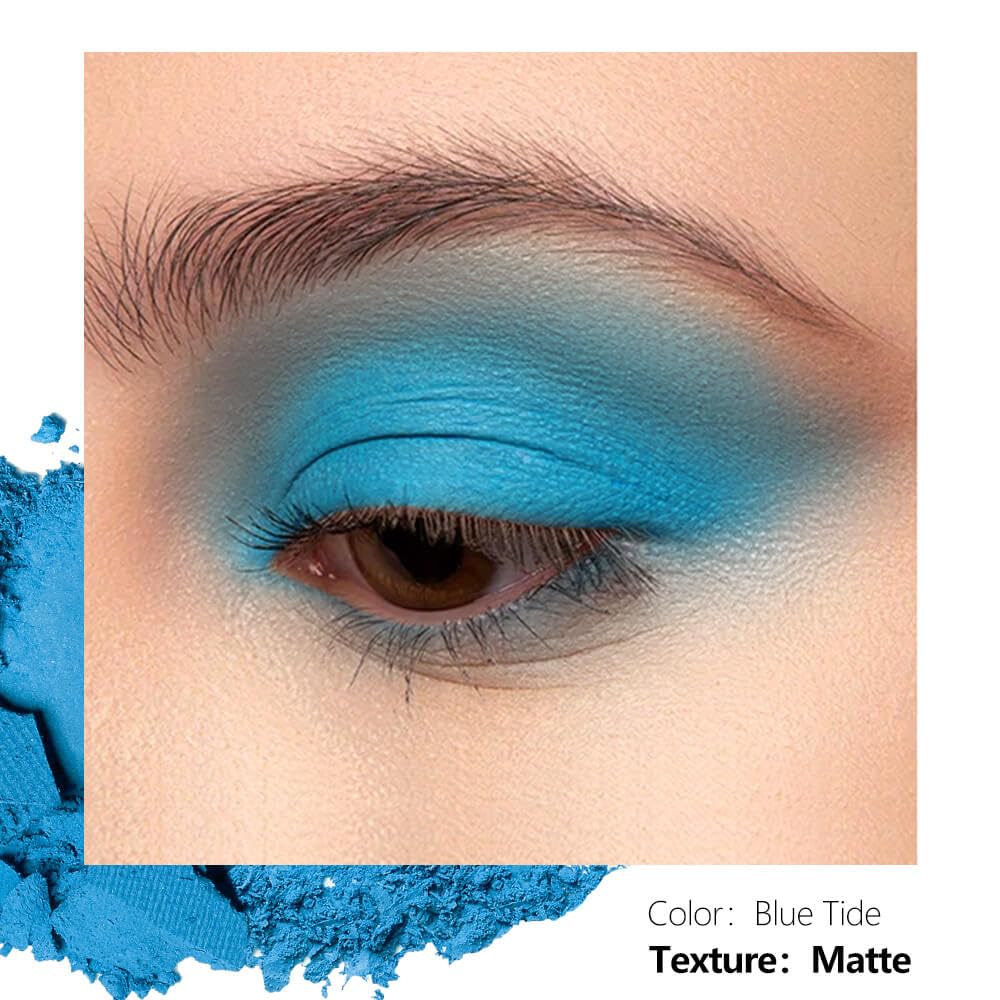 Matte Eyeshadow Sky Blue Soft Matte Finish, Single Magnetic Pan for DIY Makeup Palette, Smooth Powder, Long Lasting and Buildable (Blue Tide)