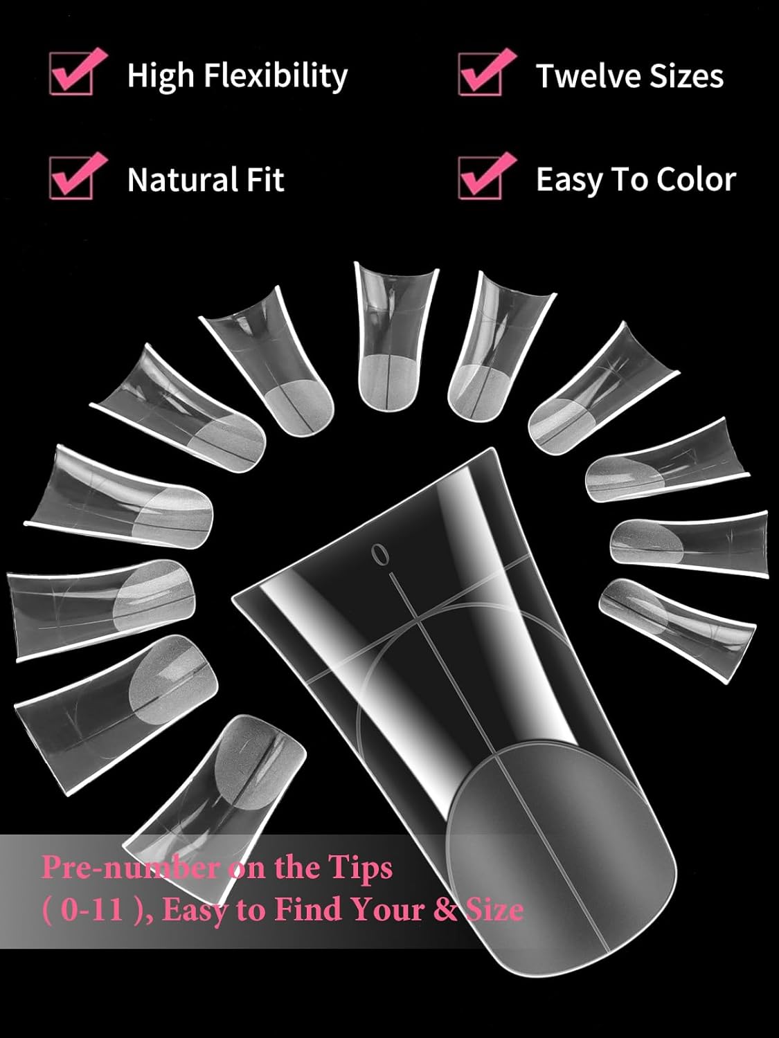 EBANKU Duck Nail Dual Forms for Poly Nail Extension, 120PCS Medium Length Duck Nail Tips Reusable Full Cover French Tip Molds for Builder Gel Nail Art Design Salon&DIY, 12 Sizes