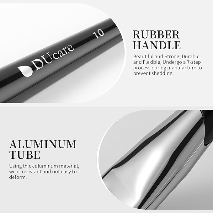 DUcare Foundation Brush Contour Bronzer Self Tanner Makeup Brushes for Liquid Makeup Flat Top Professional Buffing Blending Mineral Powder Face Brush, Black