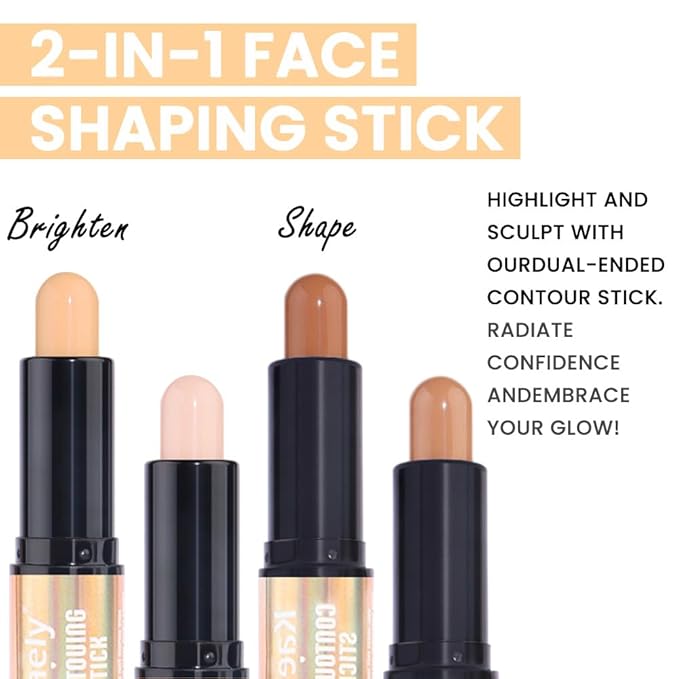 evpct 2in1 Face Shaping & Contouring Stick Cream Contour Concealer Bronzer Stick Makeup Kit for Face Highlighter Makeup Stick contorno maquillaje de maquillaje, ORIGINAL Universal + ORIGINAL Medium