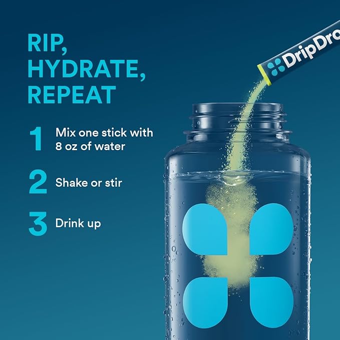 DripDrop Hydration Packets - Lemon Lime - Single Serve Electrolytes Powder Drink Mix - Non-GMO, Gluten Free, Vegan - 32 Sticks