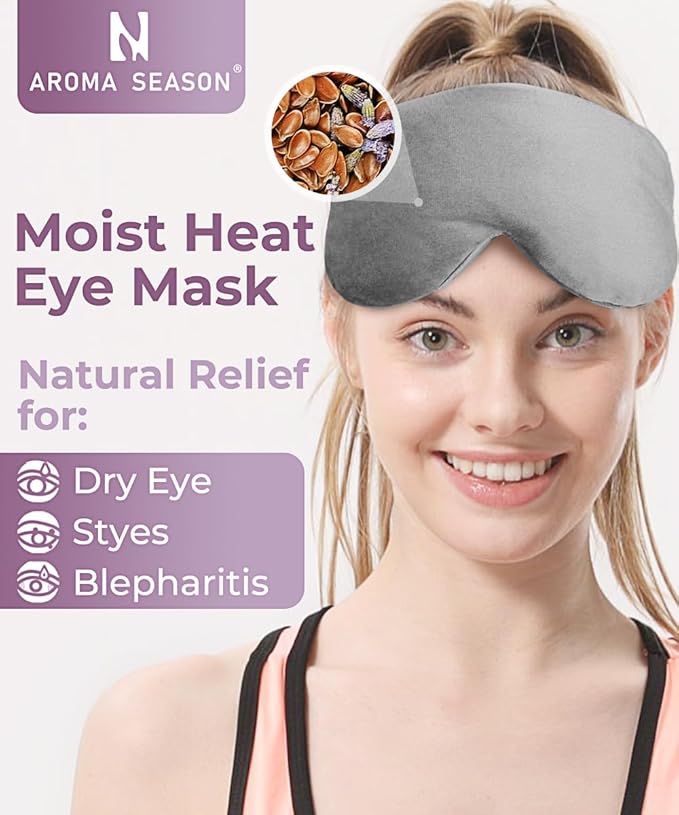 Aroma Season Weighted Eye Mask, Warm Eye Compress for Dry Eyes, Moist Heat Lavender Eye Mask, Microwave Eye Mask for Stye, Belpharitis, MGD (Gray)