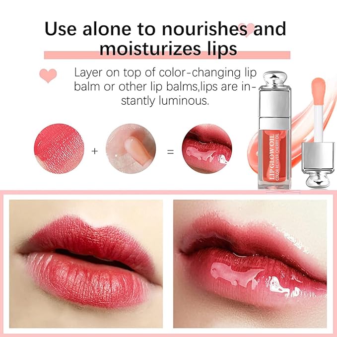 Hydrating Lip Glow Oil, Moisturizing Plumper Lip Gloss, Transparent Plumping Balm, Tinted Balm Care 0.2 OZ - 006 BERRY