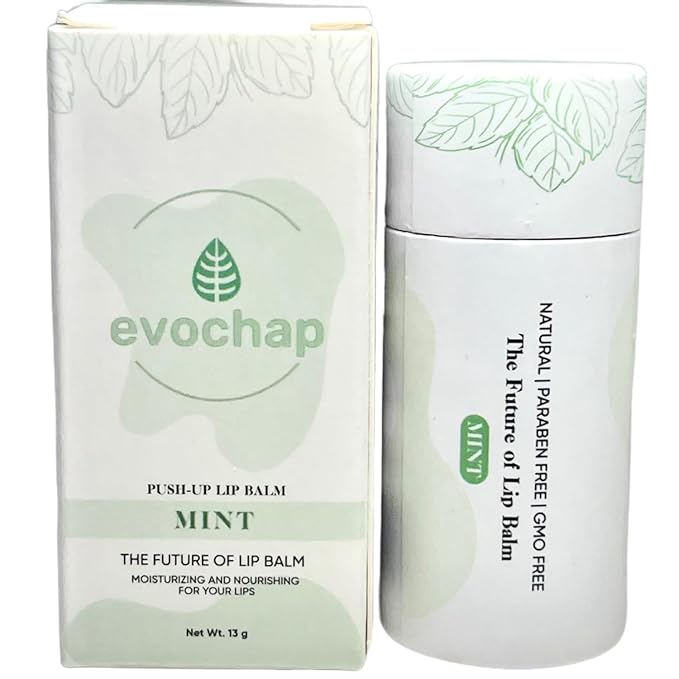 All Natural Luxury Lip Balm - Moisturizing For Smooth and Soft Lips - Pure Ingredients, Long Lasting, Eco-Friendly - Hydrates Dry and Chapped Lips - Push Up Paper Tube, Mint Flavor