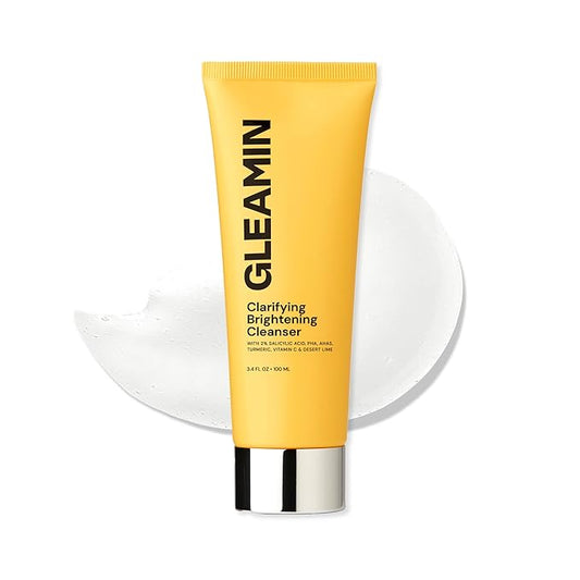 Gleamin Vitamin C Face Wash & Facial Cleanser - Cream to Foam 2% Salicylic Acid Cleanser with Paw Paw & Turmeric - Gentle Exfoliating Facewash for Women & Men, Oily & Combination Skin, 3.4 fl oz