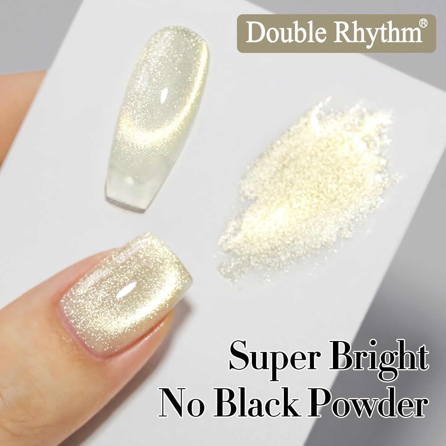 Double Rhythm Cat Eye Gel Polish with Magnet 15ML Ice Glass Holographic Glitter Shimmer Translucent Sheer Color Salon Soak Off Magnetic at Home (Gold-MC1140)