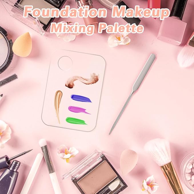 Acrylic Cosmetic Makeup Palette, 3PCS Makeup Mixing Palette With Spatula Makeup Artist Tool, Professional Cosmetic Mixing Makeup Palette For Mixing Eye Shadow/Eyelash/Nail Art/Foundation