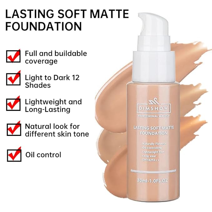 Flawless Matte Liquid Foundation Makeup, Vegan & Cruelty-Free, Liquid Oil-Free Foundation Face Makeup for Combination & Oily Skin, Longwear Medium-Full Coverage (06, 30ml)