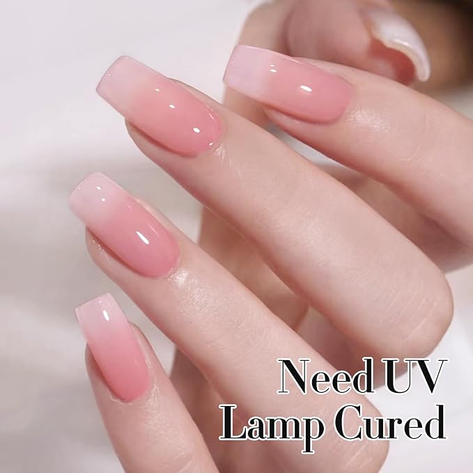 Double Rhythm 0.5Oz Translucent Gel Polish Sheer Neutral Natural Light Milky Same Color Same Bottle 15ML Jelly Gel Polish Art DIY at Home (Milky Pink-A1401)