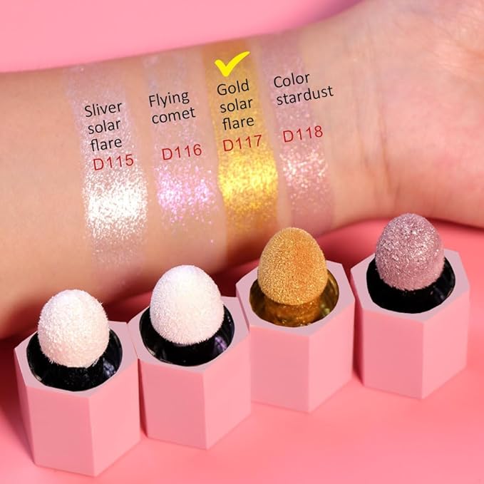 evpct Gold Highlighter Makeup Liquid, Gold Glitter Iridescent Face Festival Highlighter Makeup Waterproof Long Lasting Halographic Shimmer Shimmery Body Highlighter Makeup Palette Stick Illuminators