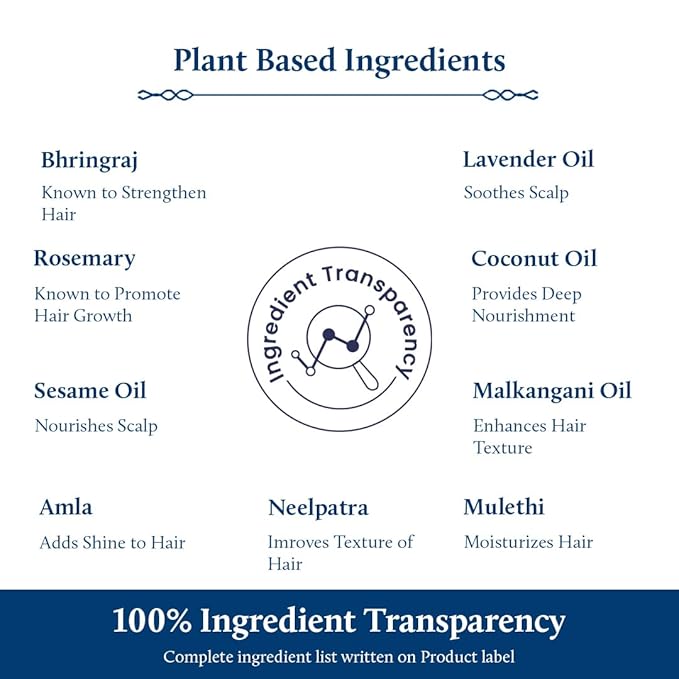 Blue Nectar Rosemary and Bhringraj Ayurvedic Scalp Oil for Hair Growth with Amla, 3.38 Fl Oz