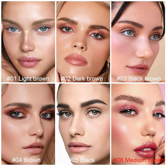 evpct 2Pcs Midium Brown Magic Microblading Dual-Ended Eyebrow Contouring Pen Brow Pencil, with 4 Brush Micro-Fork-Tips Applicator and Precise Brush-Tip Hair Like Stroke, Dual-ended Eyebrow Brush