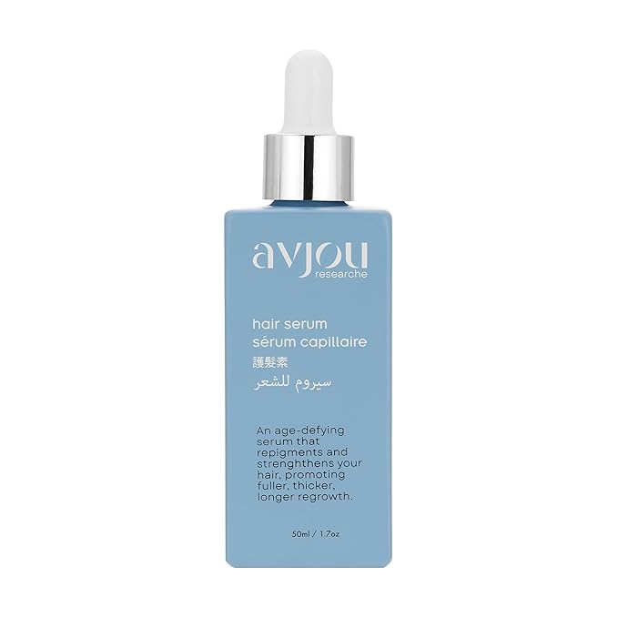 Avjou Researche™ Scalp Serum – Thicker, Fuller-Looking Hair + Targets Visible Signs of Premature Greying – 3 Patented Ingredients – Backed by Cosmetic Science – Oil-Free, All Hair Types, 1.7 oz