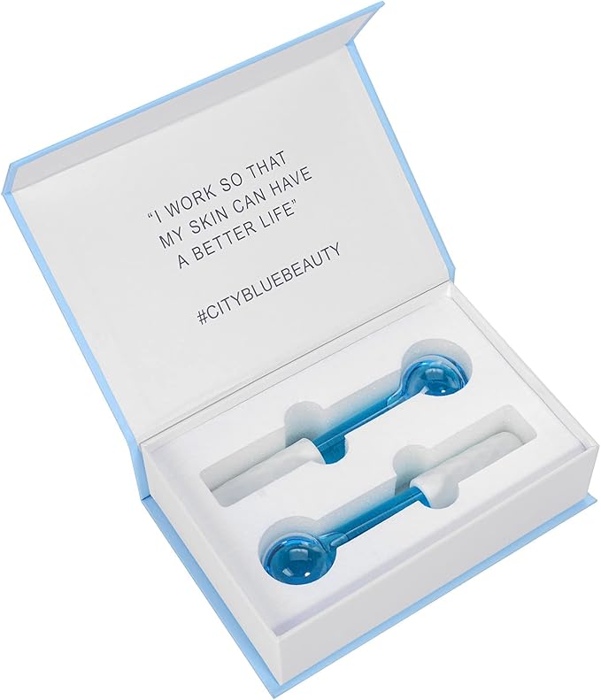 ICE GLOBES SMALL BALLS for Eyes, 2 PCS Blue Facial Globes for Massage Tool, Facial Roller Cold Skin Massagers, Tighten Skin, Reduce Puffiness and Dark Circles, Enhance Circulation