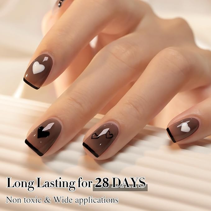 Double Rhythm 0.5Oz Translucent Gel Polish Sheer Neutral Natural Light Milky Same Color Same Bottle 15ML Jelly Gel Polish Nail Art DIY at Home (Black-A1366)