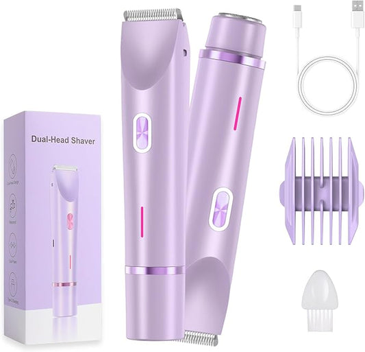 2025 New Electric Womens Shaver, 2-in-1 Women's Body Shaver, Bikini Electric Razor, Wet and Dry Use Body Trimmer for Home (Purple)