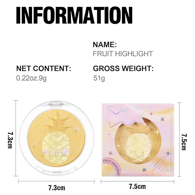 Highlighter Makeup Palette Face Highlighter Palette Glitter Highlighter Powder Palette Iluminadores de Maquillaje for Face Highlighters & Illuminator (Gold)