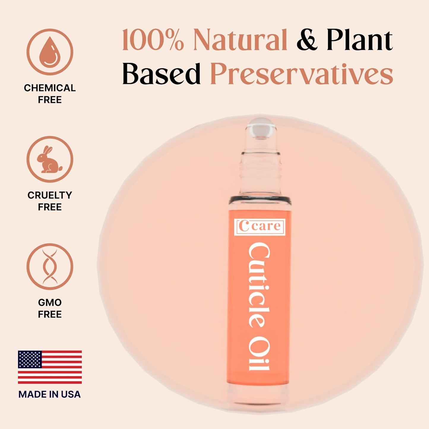 C CARE Vanilla & Sugar Roll-On Cuticle Oil | Natural Revitalizing Hydrating Nail Oil | Repaires Cuticles Overnight | For Damaged Skin And Thin Nails | Paraben Cruelty Free Formula | 10ml