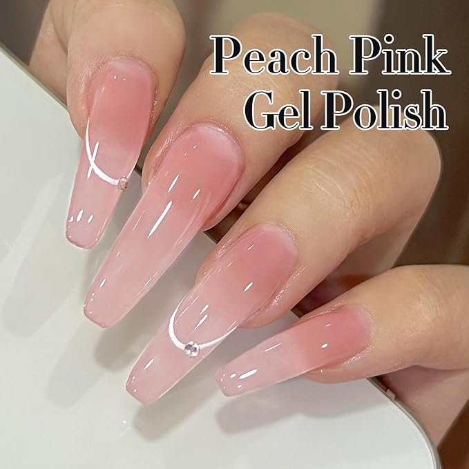 Double Rhythm 0.50 OZ Translucent Gel Polish Same Color Same Bottle Sheer Pastel Neutral Natural Milky 15 ML Jelly UV Nail Art DIY at Home (Jelly Rose Pink-A1380)