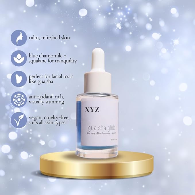 Gua Sha Glide Face Oil - Hydrating and Soothing Face Oil With Azulene Blue Tansy, Blue Chamomile + Squalene | Moisturizer, Face Oil and Soothing Agent for All Skin Types - 1 fl oz (30ml)