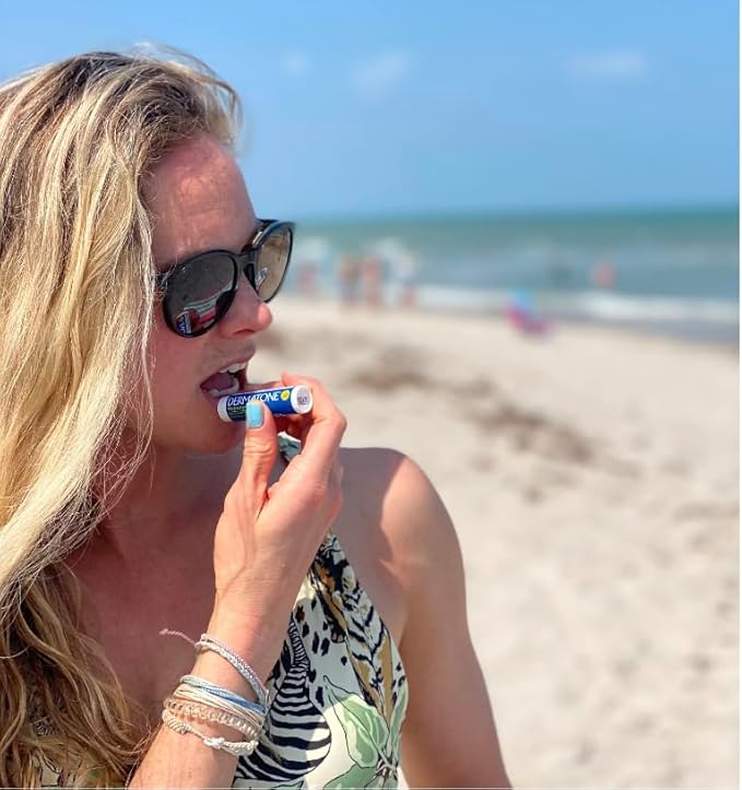 Dermatone Lip Balm SPF 30 | Medicated | Moisturizing | Cocoa Butter, Aloe, Vitamin E | Soothe & Replenish Chapped Lips | 3-Pack, 0.15 oz sticks