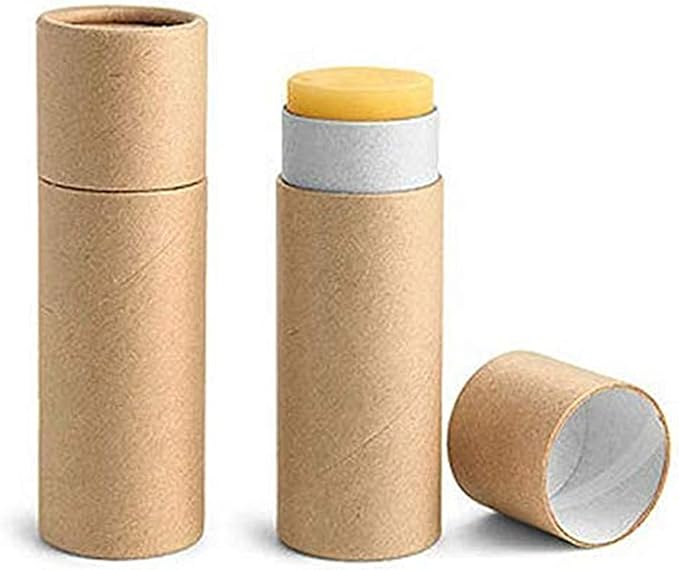 10 Pcs 2 Oz Paperboard Lip Balm Tubes Cardboard Tubes Empty DIY Lipstick Tube Refillable Lip Gloss Container Solid Perfume Tubes 60g Chapstick Container for Cosmetic Samples Deodorant(Brown)