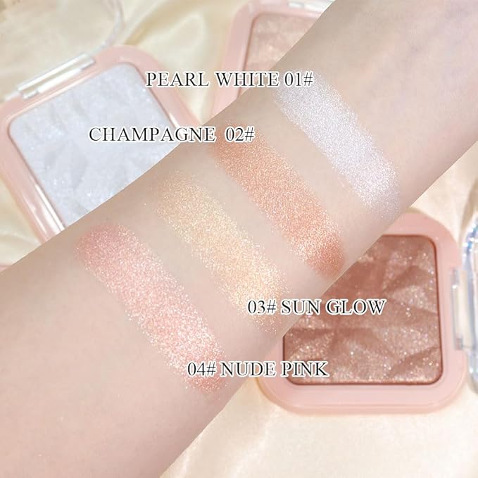 evpct Pearl White Silver Face Highlighter Makeup Shimmer Glitter Diamond Sparkly Highlighters Makeup Palette Powder for Face Body Cheek Skin iluminadores iluminador de jos maquillaje luminizers E01