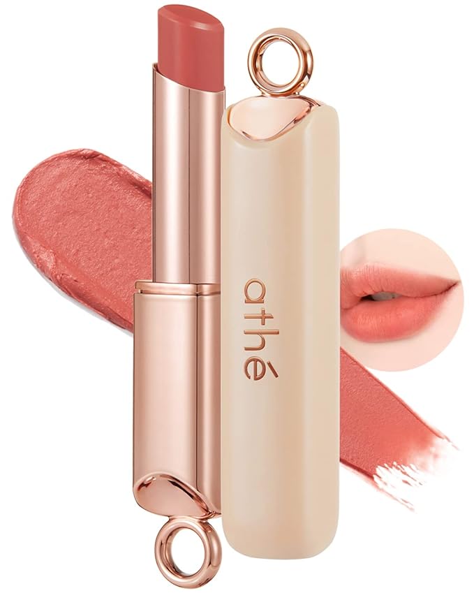 ATHÉ Authentic Airy Lip Balm 01 DRIZZLE, Korean Vegan Color Lip Blam, Flake-Free Slim Fit Lips, Silky Powdery Finish & Air-like Blurring with Vibrant Colors, 0.11oz.