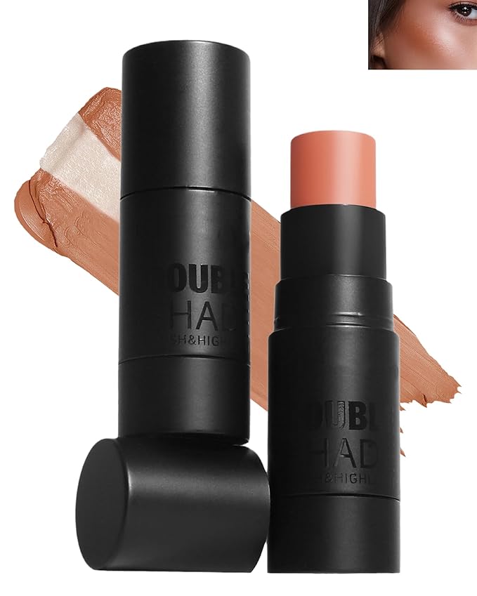 Cream Blush Stick Makeup for Cheeks, Natural Matte Finish Blush Bronzer Contour Sticks, Long Lasting Waterproof Lightweight Creme Blush Highlighter Contouring Stick, Face Shaping Makeup for Women-01