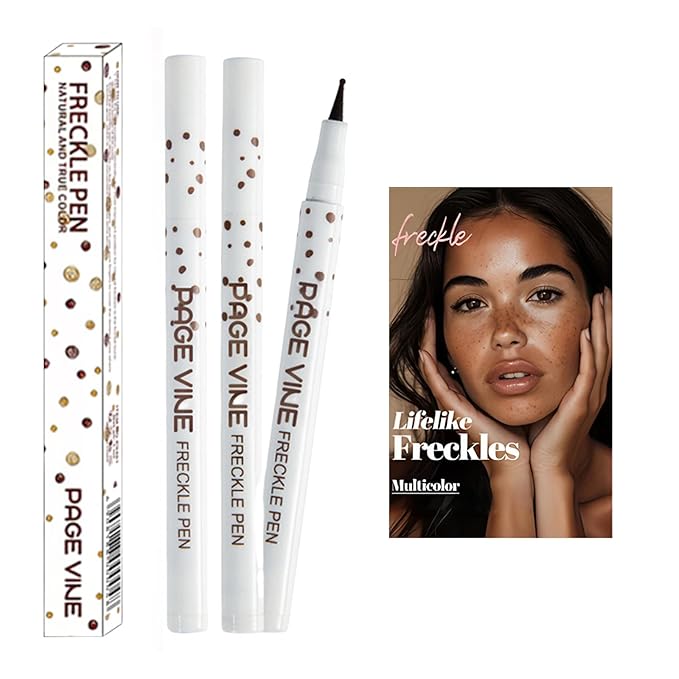 2 Pack Freckle Pen,Liquid Face Fake Freckles Makeup Pen to Create Natural Freckle Makeup and Freck beauty,Fake Freckles Waterproof for Lifelike Sunkissed Makeup,Mole Pen (02Medium+03Dark)