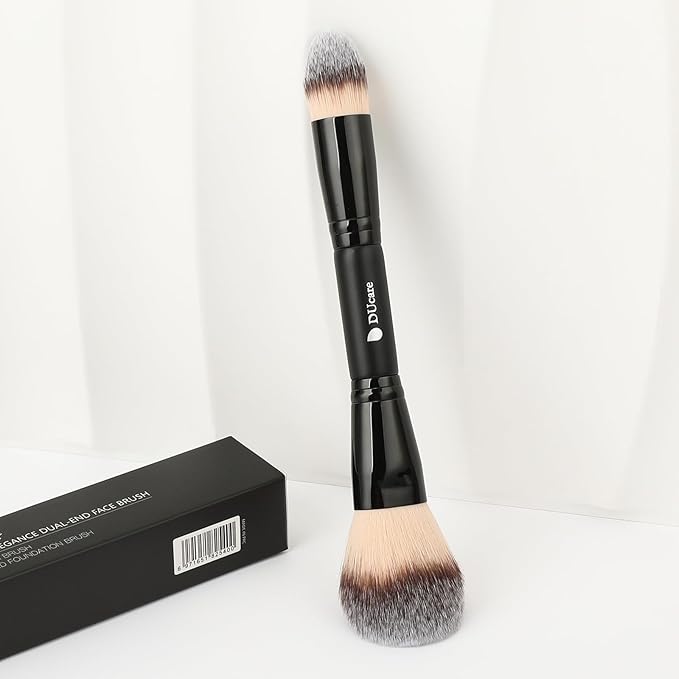 DUcare Powder Brush Foundation Brushes Double Ended Blush Setting Brush for Rounded Taperd Liquid, Cream, Powder,Blending, Buffing