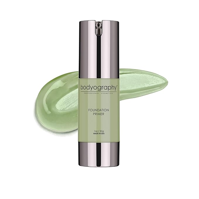 BODYOGRAPHY - Foundation Primer (Green): Flawless Anti-Aging Salon Makeup Primer w/Vitamin E, A, Jojoba, Grapeseed Oil | Control Shine | Gluten-Free, Cruelty-Free, 1 oz.