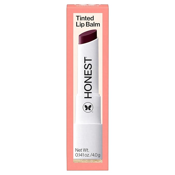 Honest Beauty Tinted Lip Balm | Antioxidant-rich Acai Extracts + Avocado Oil | EWG Certified, Vegan, Cruelty Free | Plum Drop