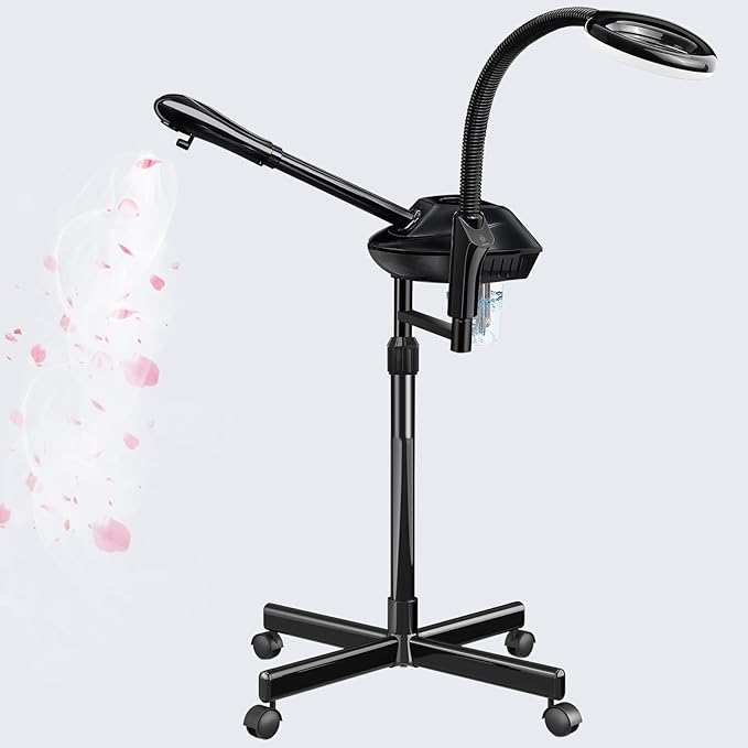 Facial Steamer for Deep Hydration, 2in1 Ozone Face Steamer with 5X Magnifying Lamp, Professional Facial Steamer, Suitable for Home Use or Beauty Spa Deep Cleansing and Hydration